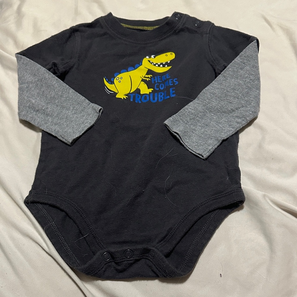 Dinosaur Graphic Kids One Piece - Black and Gray